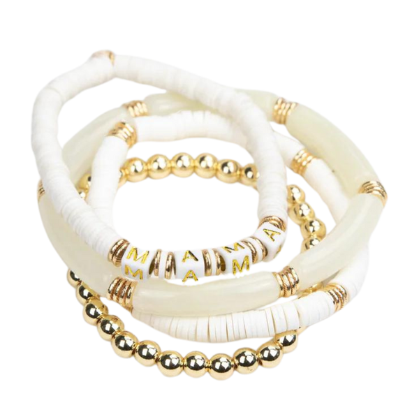 Mama Bracelet Set - White