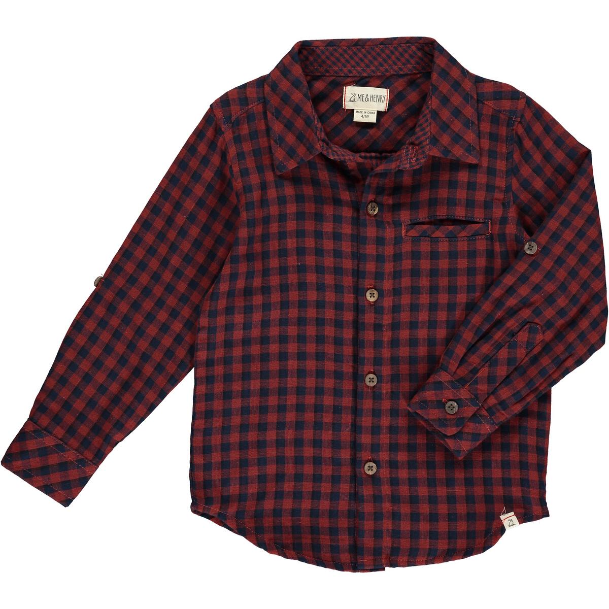 Boys Burgundy Plaid Atwood Woven Shirt by Me & Henry main image 0