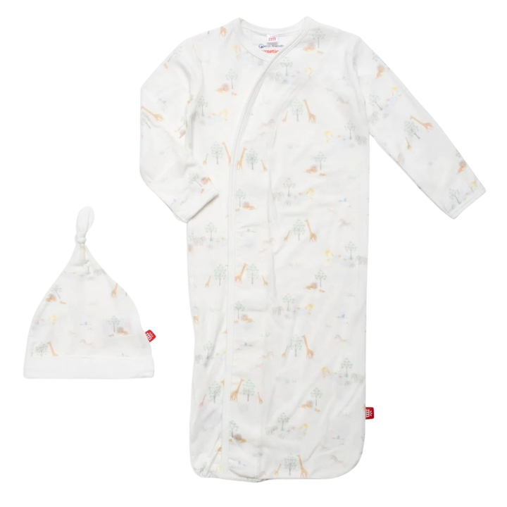 White Serene Safari Gown & Hat Set