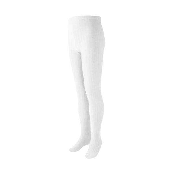 Ribbed Cotton Tights - White