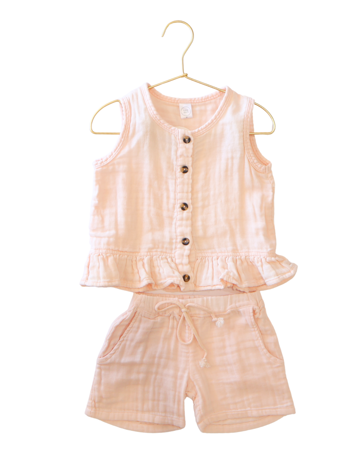 Ruffle Tank + Short Set - Blush