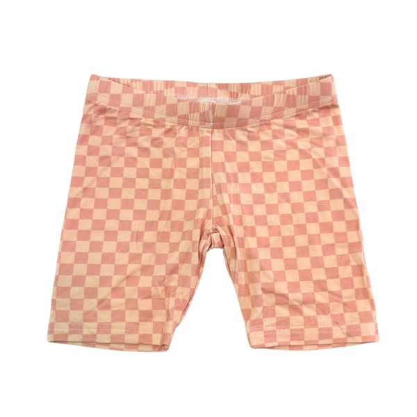 Biker Shorts - Peach Checkered