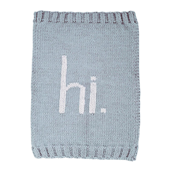 hi. Knit Blanket - Surf Blue