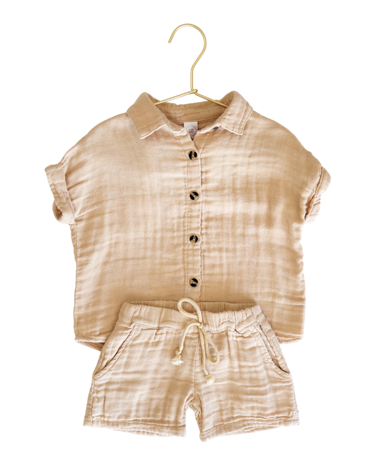 Shirt + Short Set - Tan