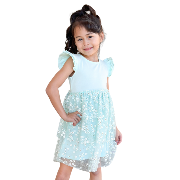 Ditsy Daisy Dress - Aqua