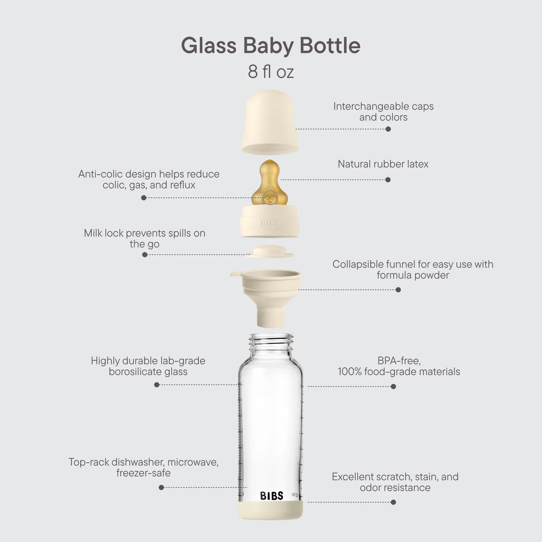 Glass Bottle 8oz Latex - Ivory