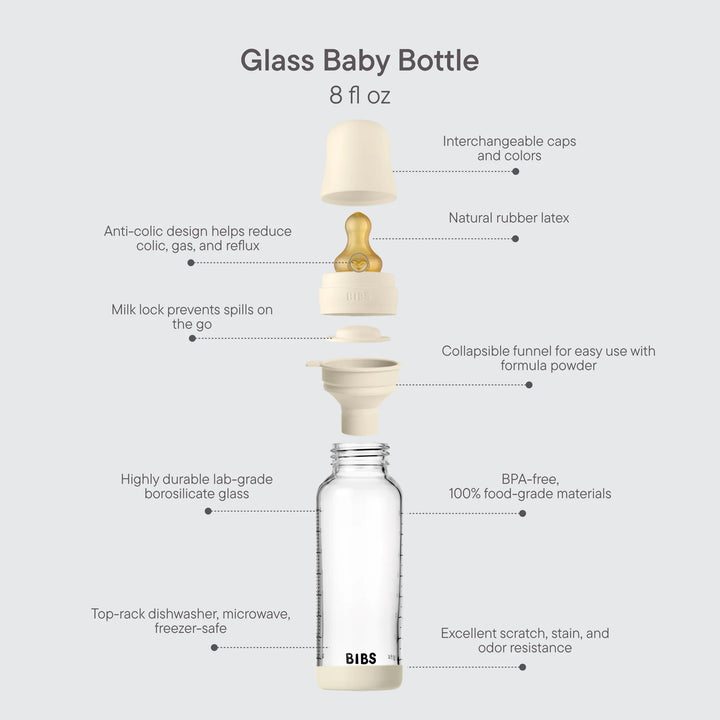 Glass Bottle 8oz Latex - Ivory