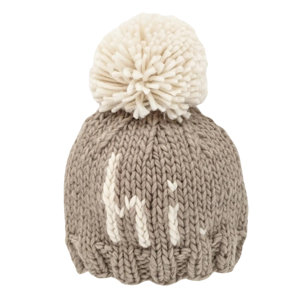 hi. Knit Beanie Hat - Pebble Brown