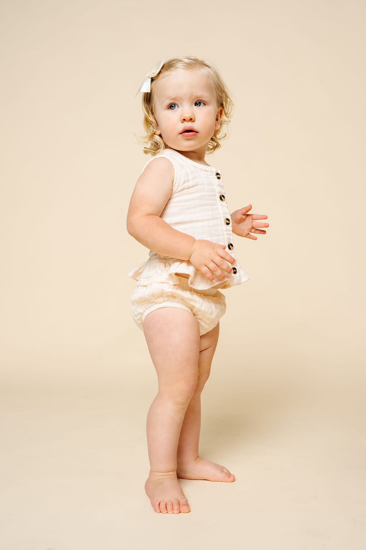 Ruffle Tank + Bloomer Set - Cream