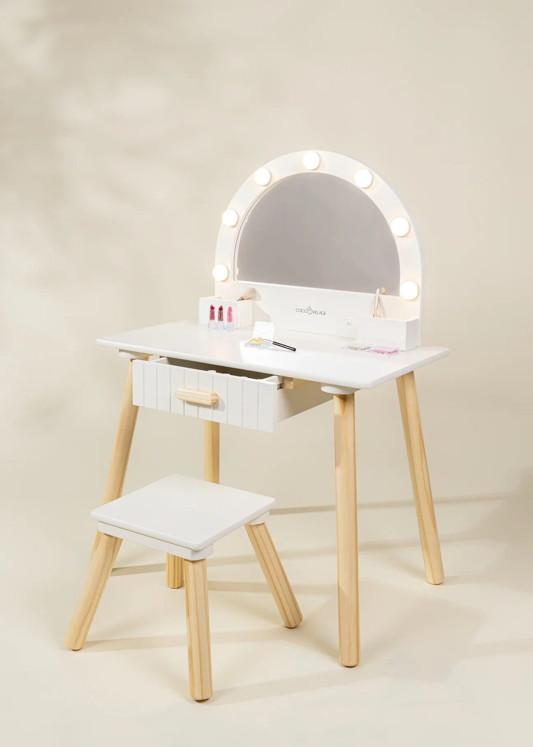 Vanity with Lighted Mirror & Stool