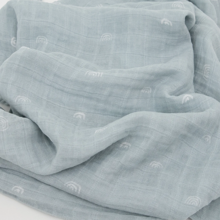 Blue Rainbow Cotton Muslin Swaddle