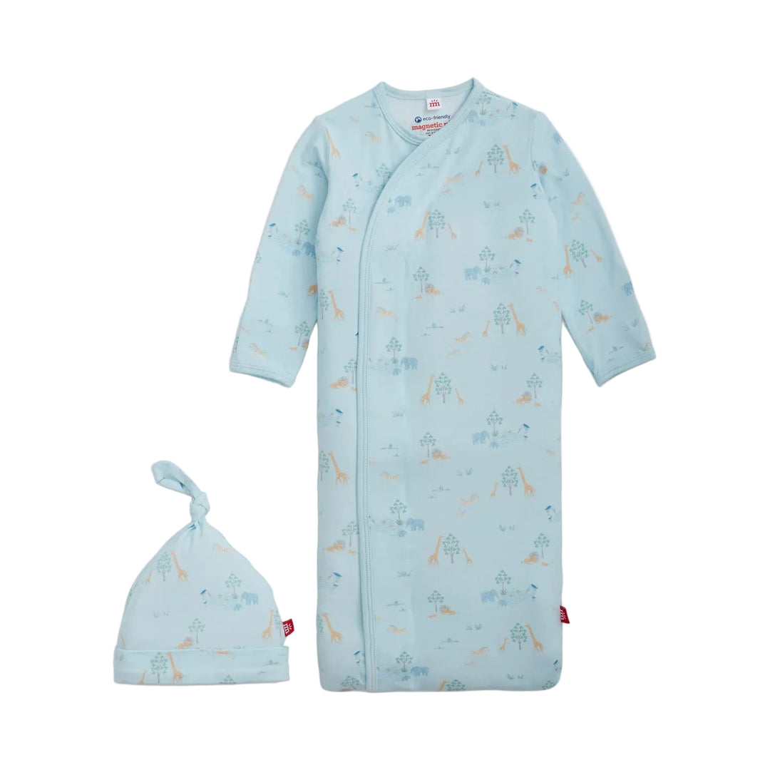 Blue Serene Safari Gown & Hat Set