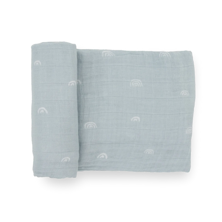 Blue Rainbow Cotton Muslin Swaddle