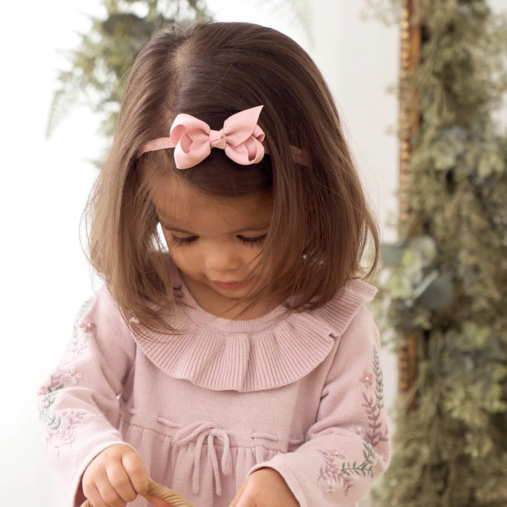 Mauve Lace Bow Headband - 3PK