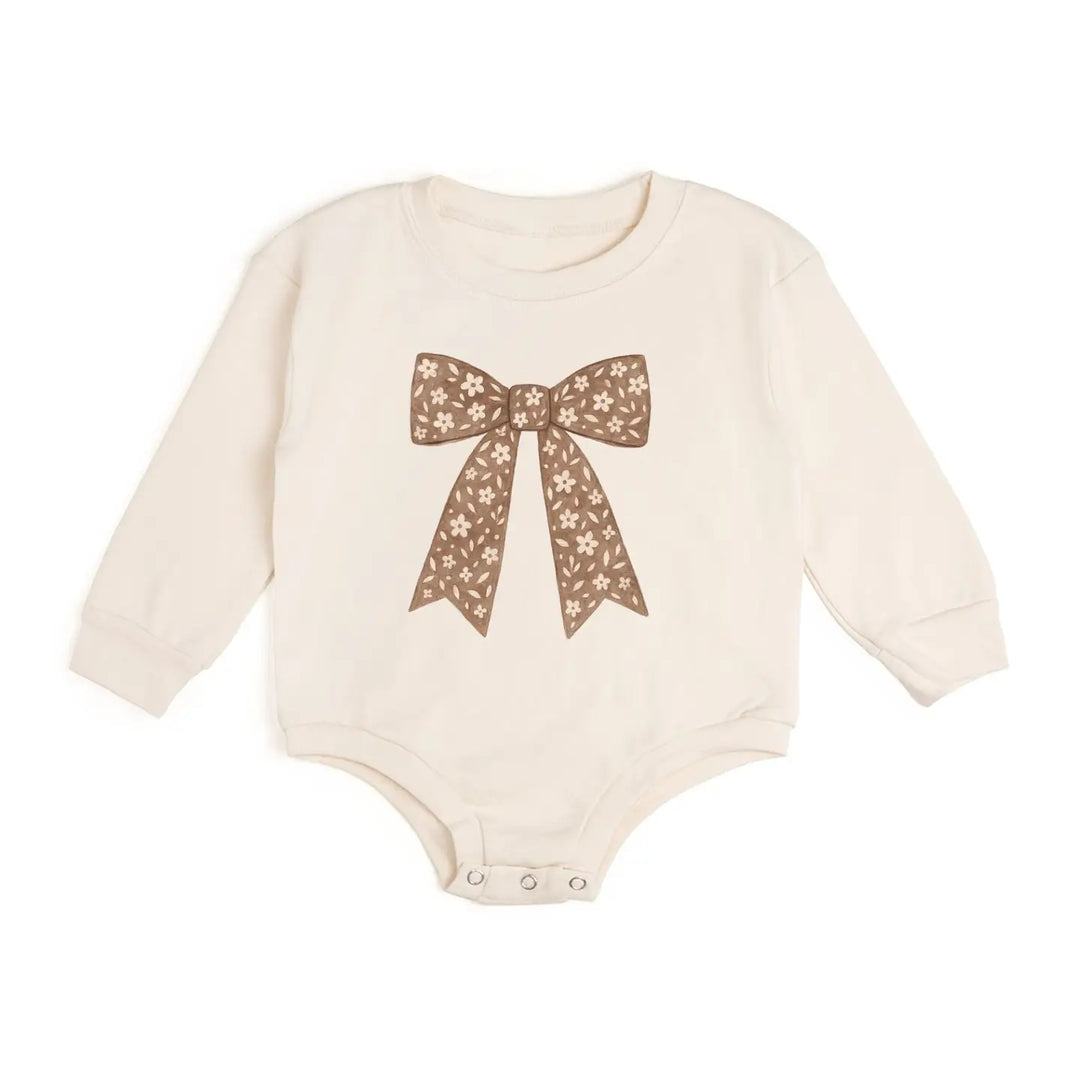Mocha Floral Bow Romper