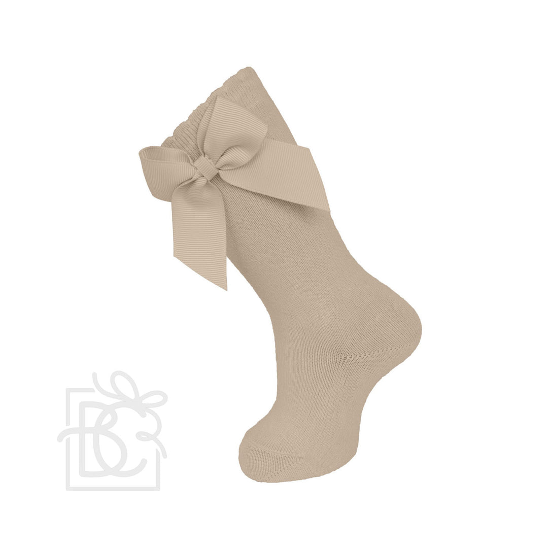Knee Sock with Grosgrain Bow - Camel
