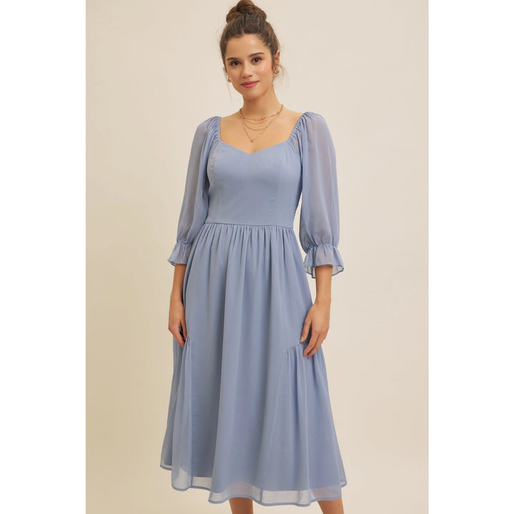 Clara Dress - Dusty Blue