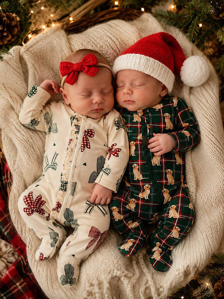 Country Christmas Bows Footie