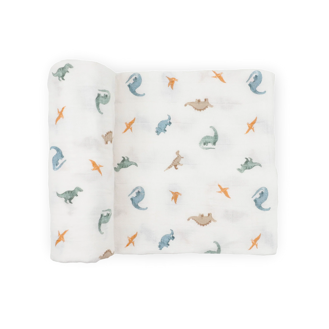 Little Dino Organic Cotton Muslin Swaddle