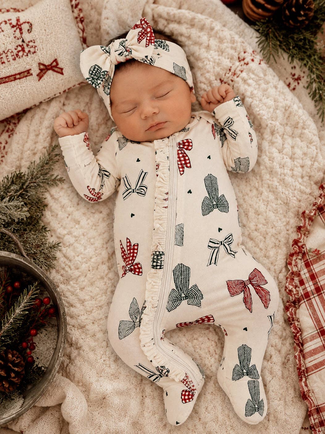 Country Christmas Bows Footie