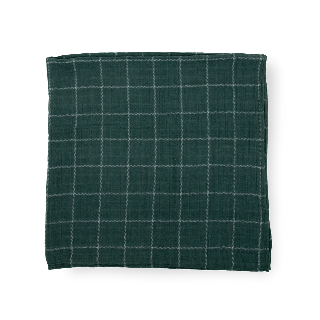 Evergreen Plaid Cotton Muslin Swaddle
