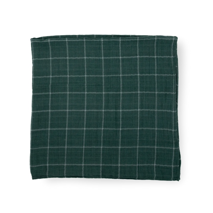 Evergreen Plaid Cotton Muslin Swaddle