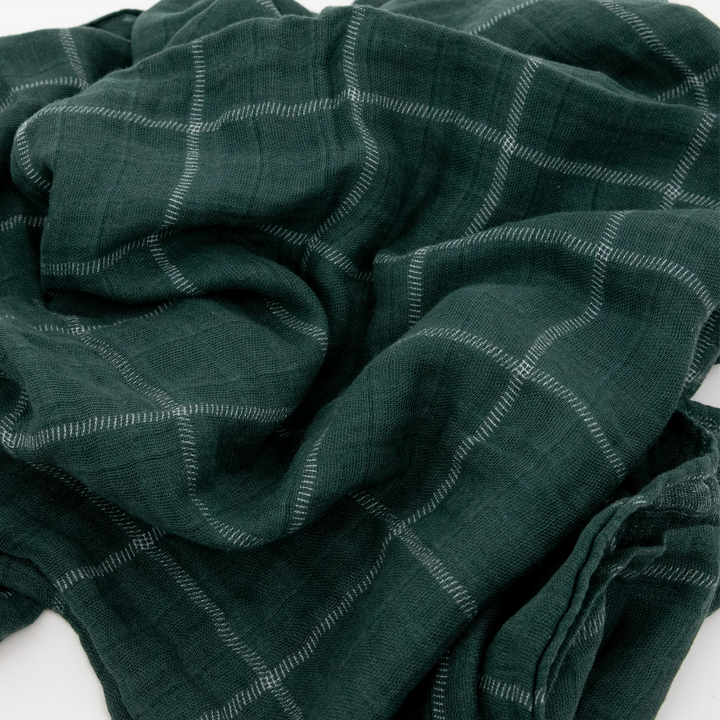 Evergreen Plaid Cotton Muslin Swaddle