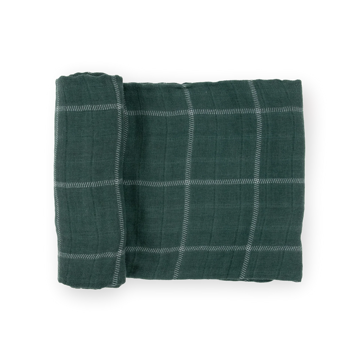 Evergreen Plaid Cotton Muslin Swaddle