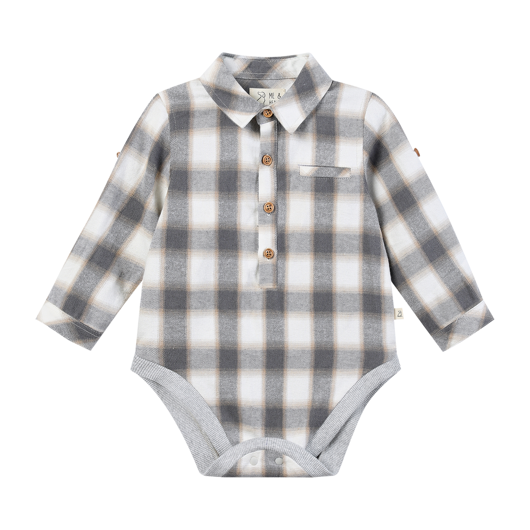 Jasper Onesie - Grey Plaid