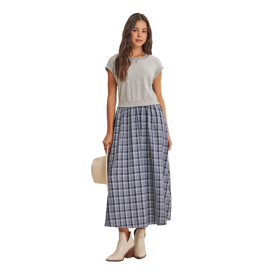 Naomi Dress - Grey/Navy