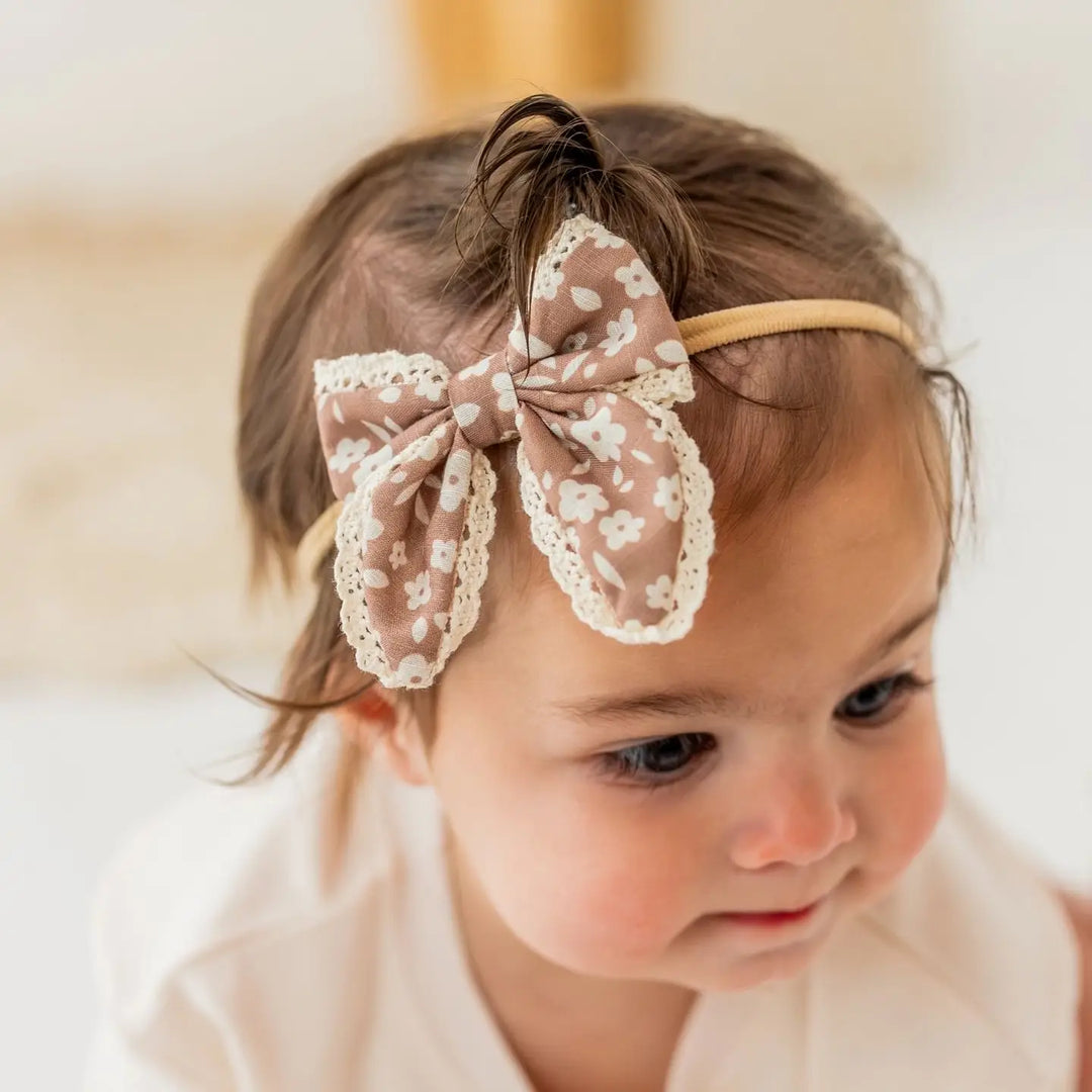 Mocha Floral Lace Headband