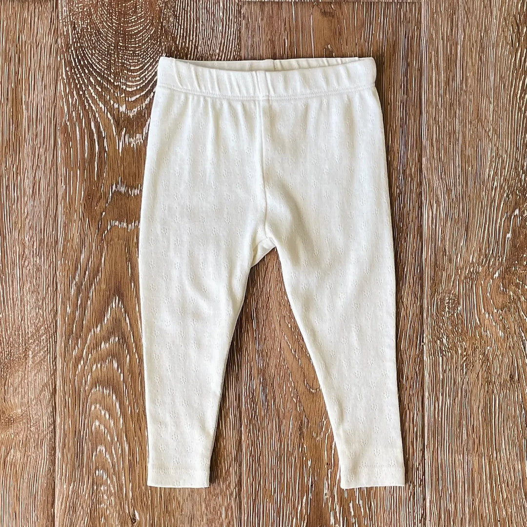Pointelle Knit Leggings - Natural