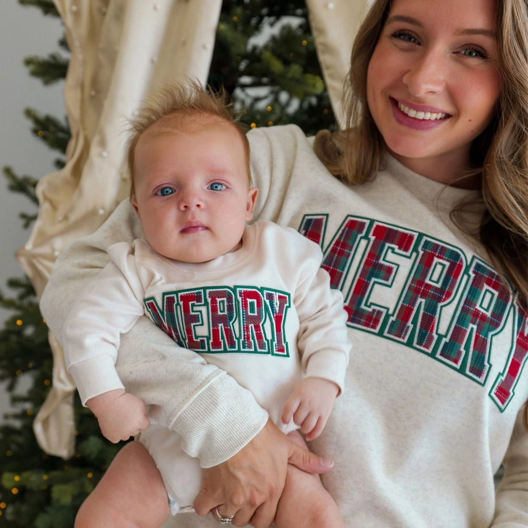 Merry Tartan Patch Romper