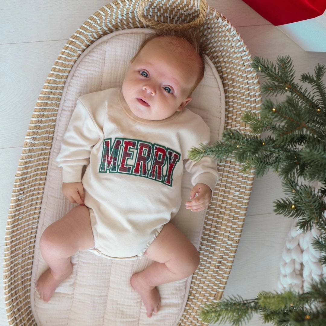 Merry Tartan Patch Romper