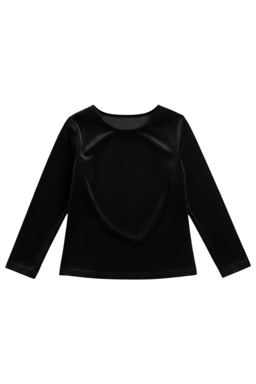 Mom & Me Boutique black velvet long sleeve top with a comfortable cotton spandex jersey knit fabric