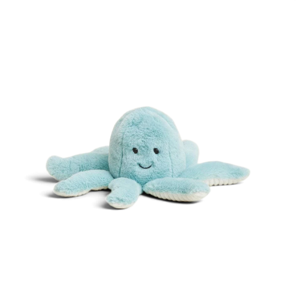 Mom & Me Boutique light blue plush octopus Warmies toy with a soft texture and friendly embroidered face