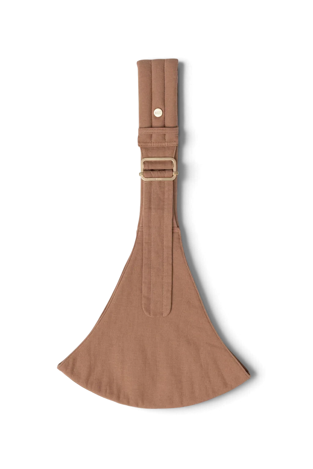 Mom & Me Boutique Mabe Monarch toddler hip sling in brown cotton and linen blend with gold-tone hardware