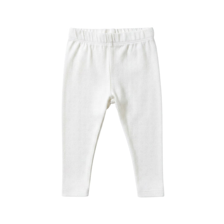 Mom & Me Boutique natural organic cotton baby leggings featuring a soft pointelle knit design.