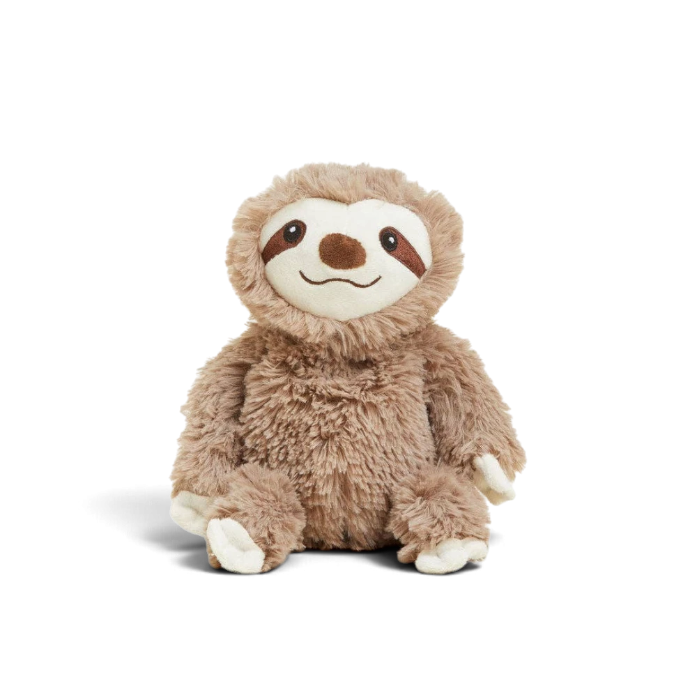 Mom & Me Boutique Sloth Warmies Junior plush toy with soft brown fur, scented with lavender for soothing warmth.