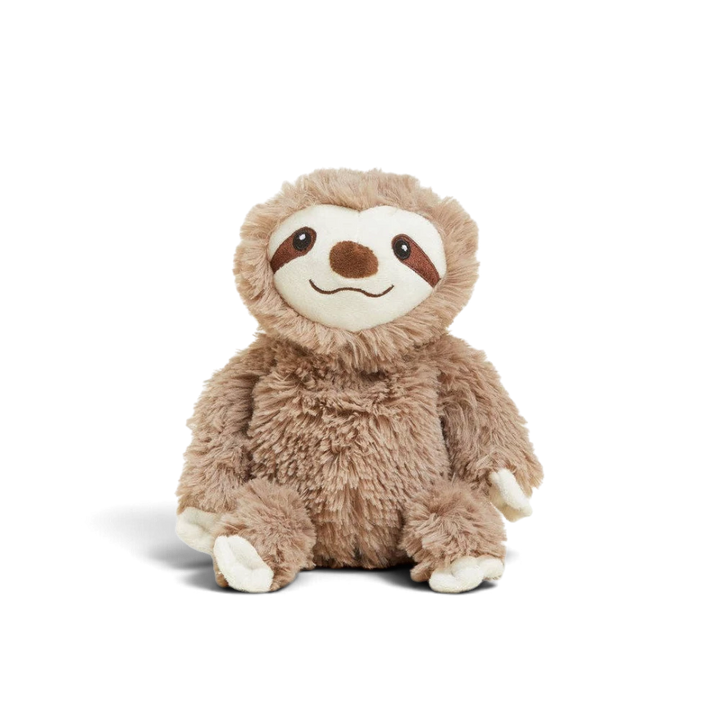 Mom & Me Boutique Sloth Warmies Junior plush toy with soft brown fur, scented with lavender for soothing warmth.