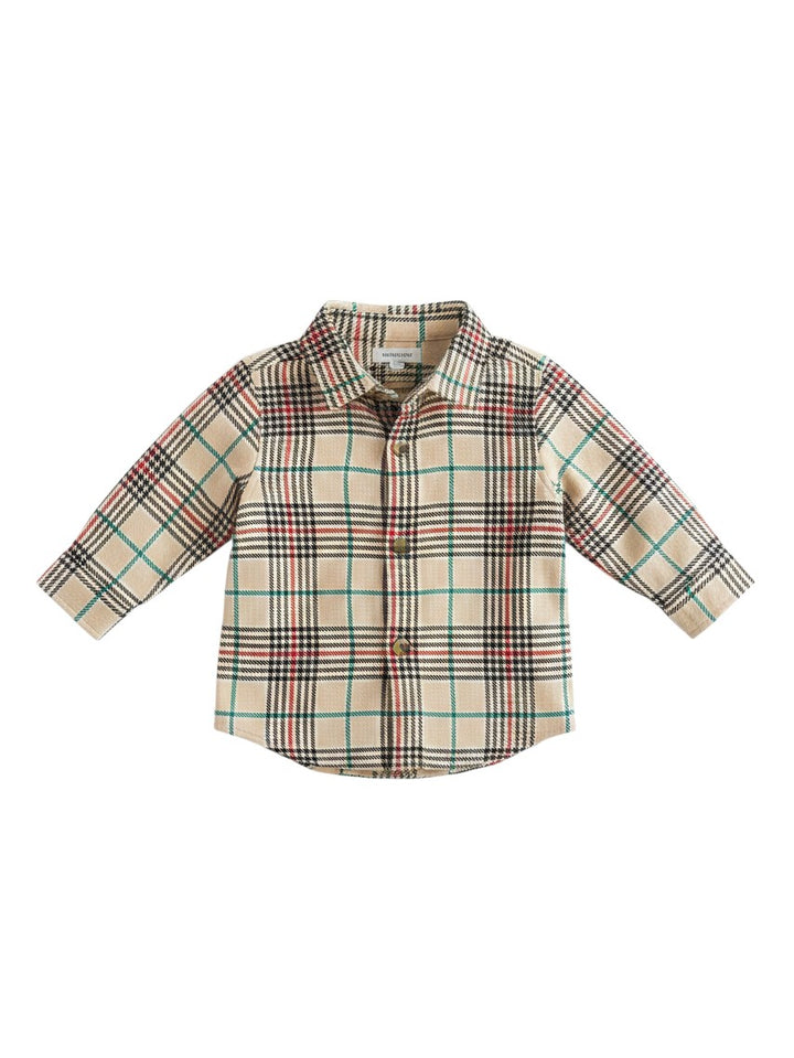 Mom & Me Boutique baby boys Tannen Plaid button-down cotton bodysuit with long sleeves and snap closures