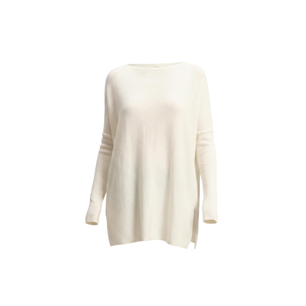 Mom & Me Boutique Bobbie Top in whip cream, a relaxed boat neck poncho-style sweater in cotton-acrylic blend.