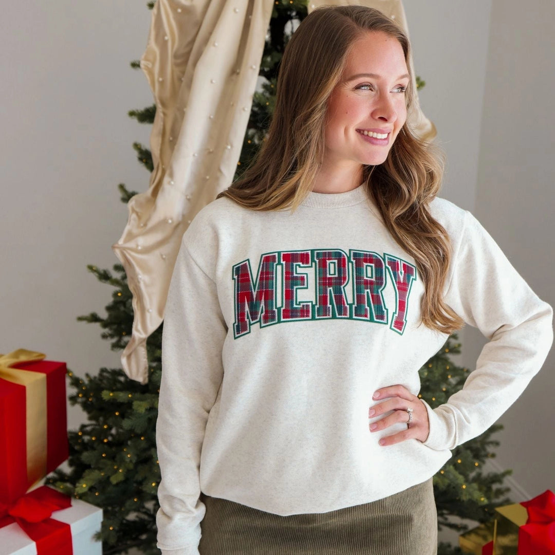 Merry Tartan Patch Women's Sweatshirt