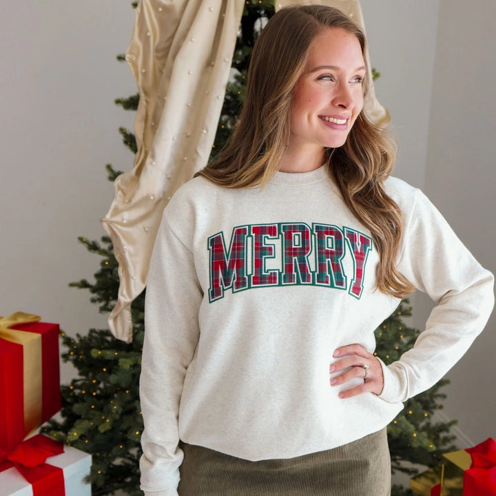 Merry Tartan Patch Women's Sweatshirt
