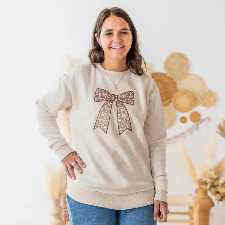 Mocha Floral Bow Women's Sweatshirt