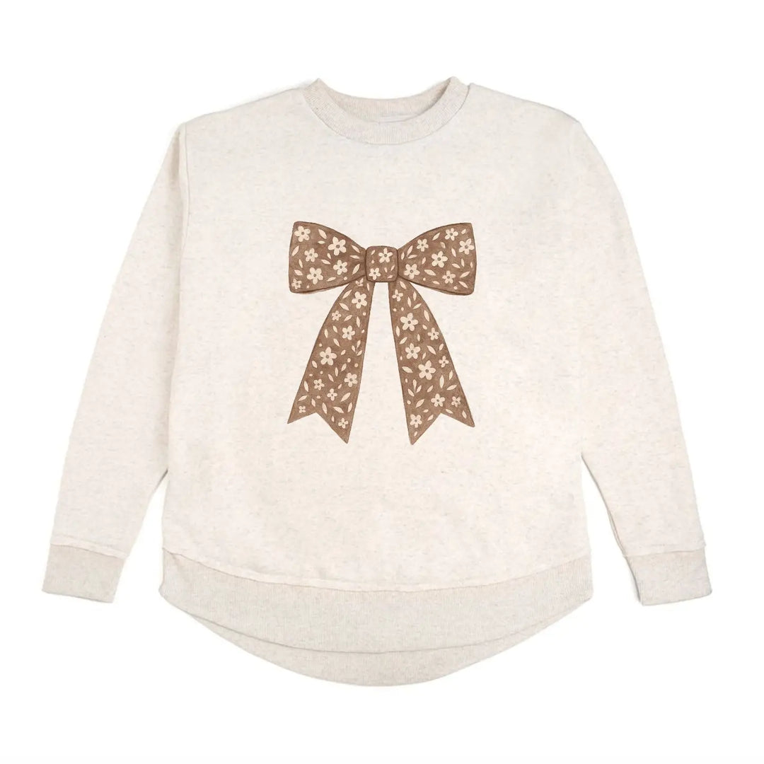Mocha Floral Bow Women's Sweatshirt