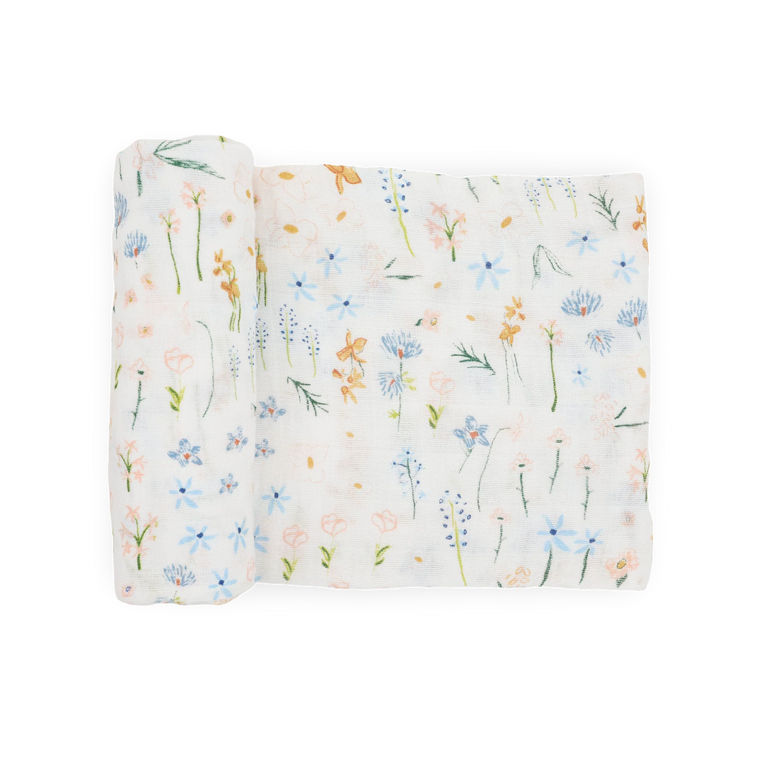 Pastel Petals Cotton Muslin Swaddle