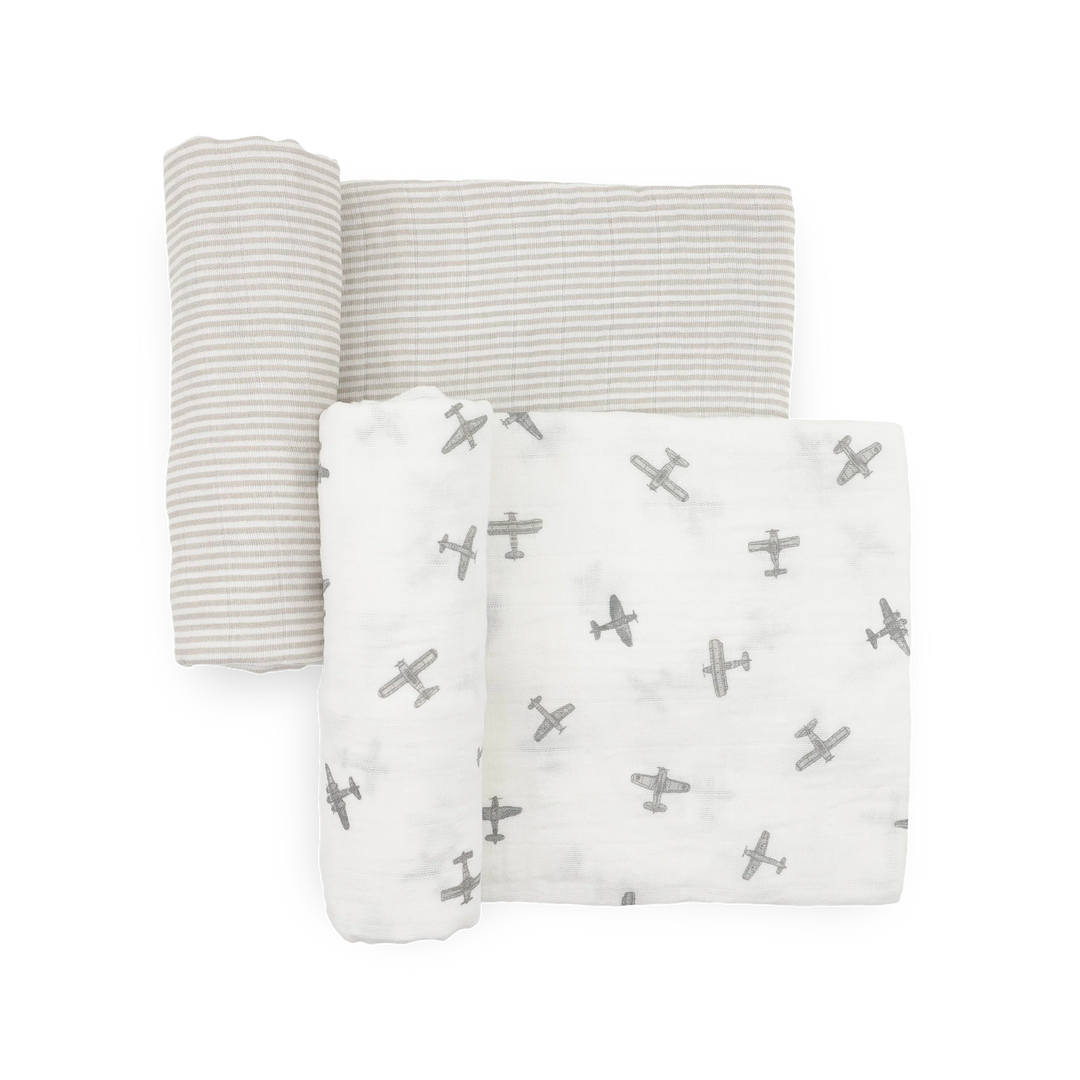 Planes Organic Cotton Muslin Swaddles 2PK