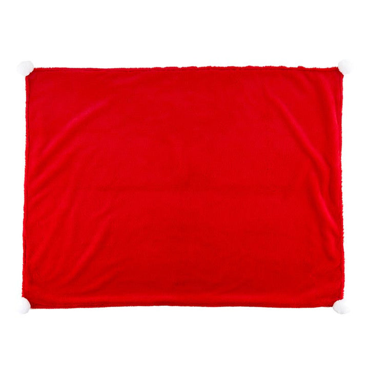 Plush Blanket - Red/White Poms