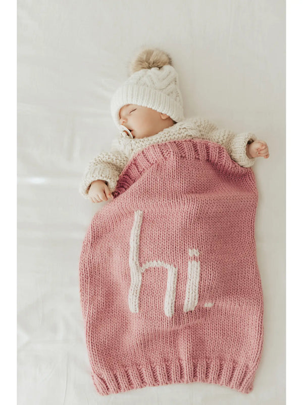 hi. Knit Blanket - Rosy Pink